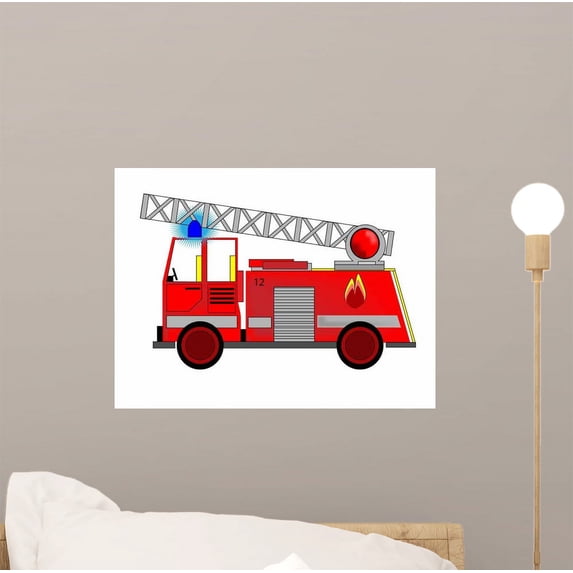 Fire Engine Wall Decal Sticker, Wallmonkeys Peel & Stick Vinyl Graphic (12 in W x 9 in H