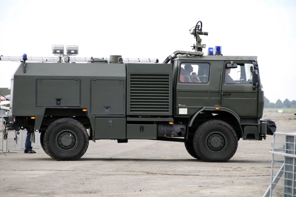 Fire Engine of the Belgian Army located at the Air Force Base in BeauvechainBevekom Canvas Art - Luc De JaegerStocktrek Images (17 x 12)