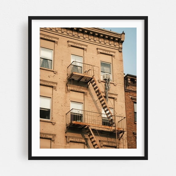 Fire Escape, Cobble Hill - Brooklyn New York Photography Black Framed Wall Art Print 30 x 40 inches
