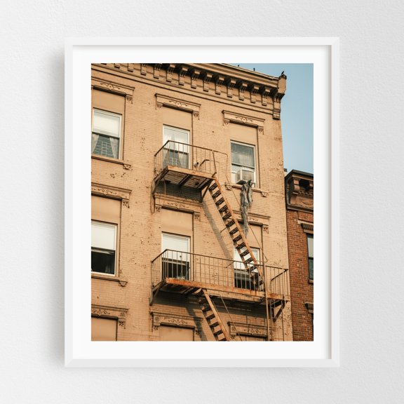 Fire Escape, Cobble Hill - Brooklyn New York Photography White Framed Wall Art Print 16 x 20 inches