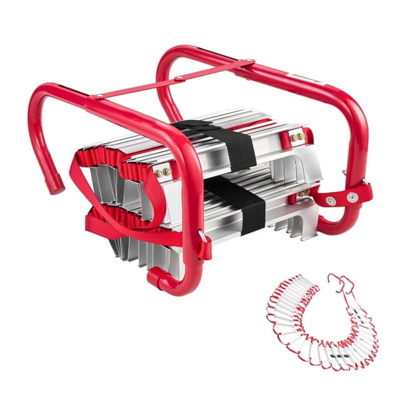 Fire Escape Ladder 50FT, 5-6 Story Emergency Ladder - Aluminum Alloy, 1000LBS Capacity, Wide Rungs, for Home, Office, & Dorm Safety