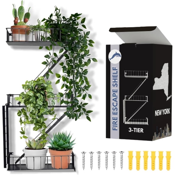 Fire Escape Shelf Fire Escape Wall Shelf Trinket Shelf Display Action Figure Figure Display Shelf Superhero Display Floating Staircase New York Wall Ladder Firescape (3-Tier)