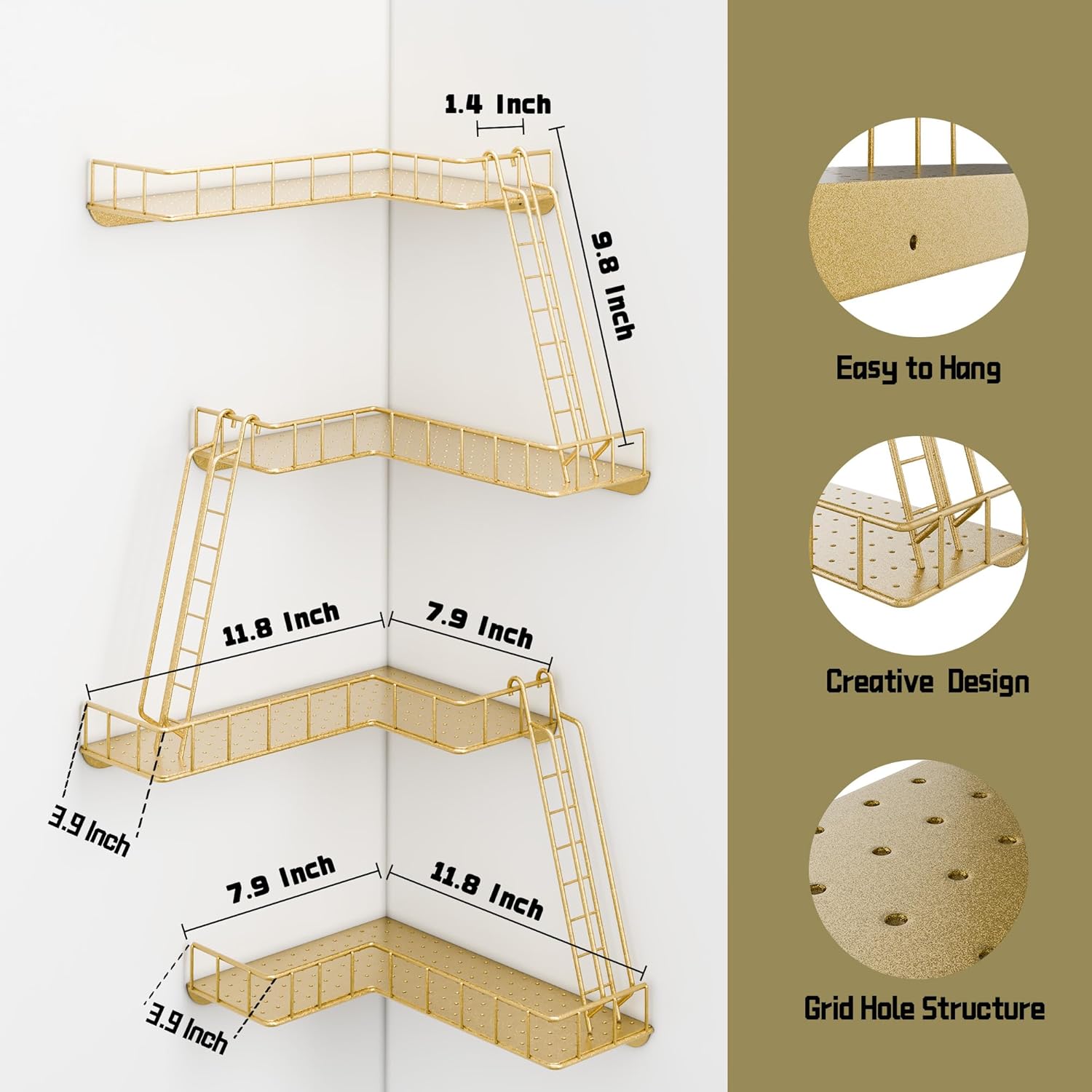 Fire Escape Wall Shelf - Modern City Style 4-Tier Corner Wall Shelves ...