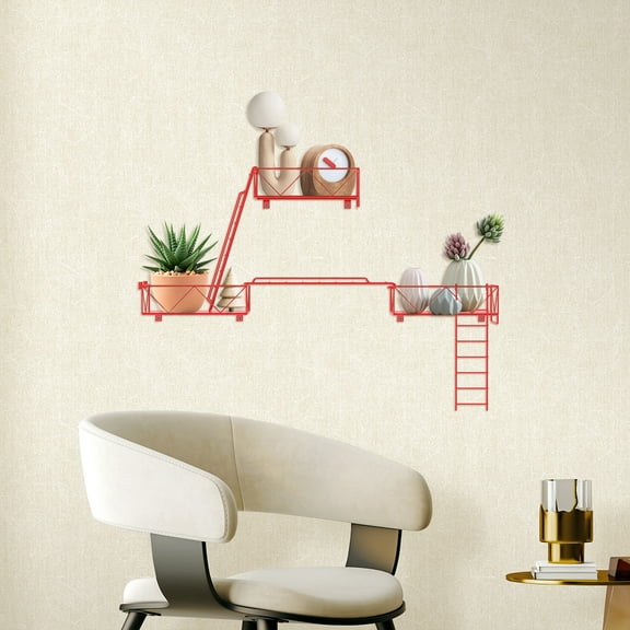 Fire Escape Wall Shelf - New York Decorative Ladder Shelf, Wall Art Floating Shelf Black Metal Shelves for Bedroom, Home Office Storage and Action Figure Display (3-Tier)