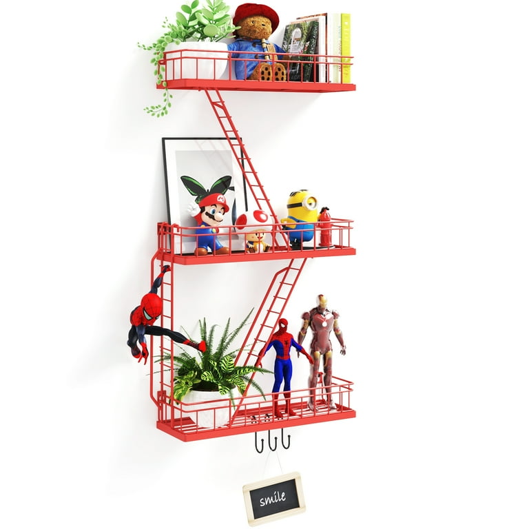 Fire Escape Wall Shelf Red, Fire Escape Ladder 3 Story Shelf Wall