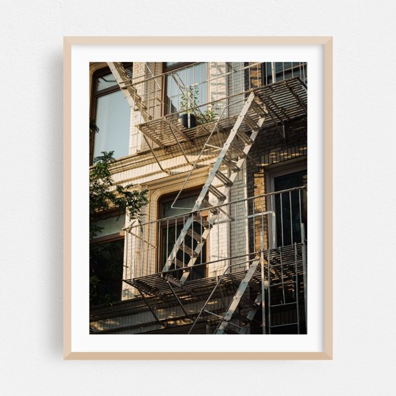 Fire Escapes, Soho 01 - Manhattan New York Photography Architecture City Street Photography Vintage Oak Framed Wall Art Print 6 x 8 inches
