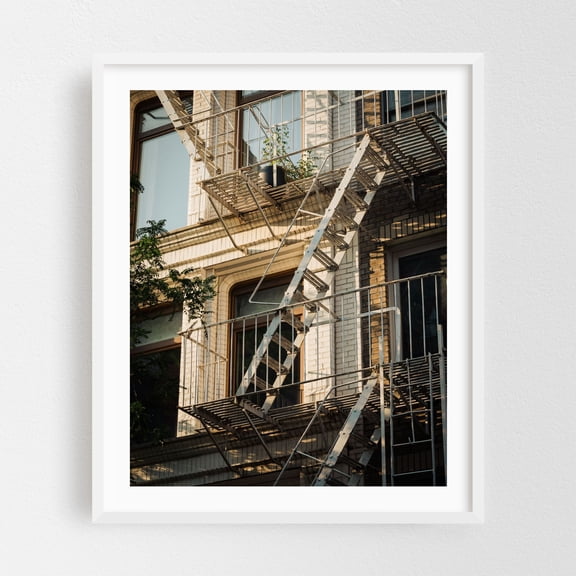 Fire Escapes, Soho 01 - Manhattan New York Photography Architecture City Street Photography Vintage White Framed Wall Art Print 6 x 8 inches