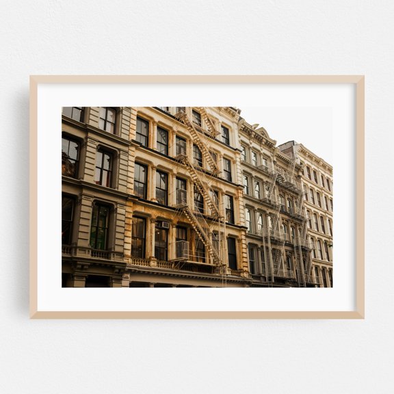 Fire Escapes, Soho 02 - Manhattan New York Photography Architecture Cityscape Oak Framed Wall Art Print 5 x 7 inches