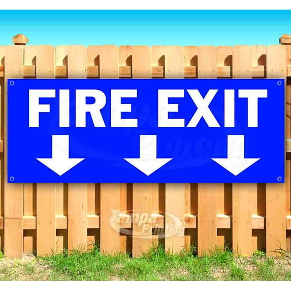 Fire Exit 13 oz Vinyl Banner With Metal Grommets