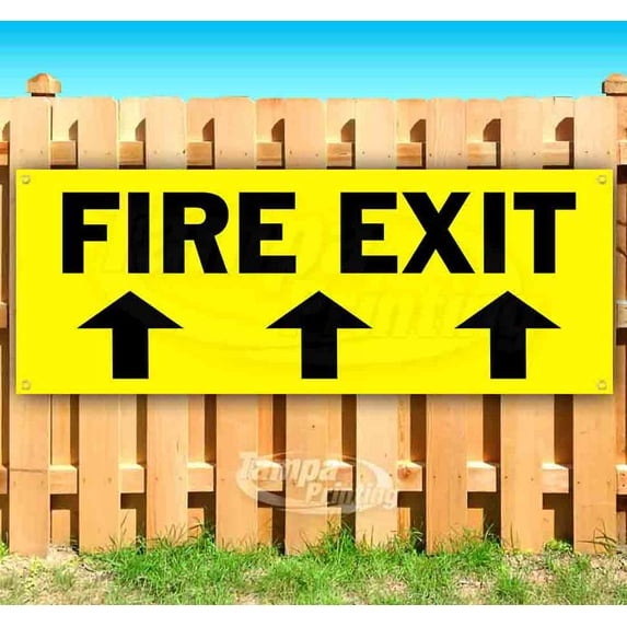 Fire Exit 13 oz Vinyl Banner With Metal Grommets