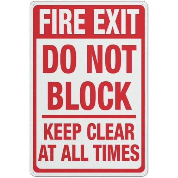 Fire Exit - Do Not Block - Keep Clear Sign for Business 8"x12", Rust Free Aluminum UV Printed 4 Pre-Drilled Holes Durable Weatherproof, Indoor Outdoor Use