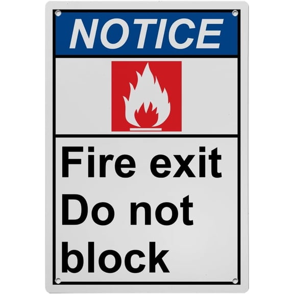 Fire Exit Do Not Block Sign, Industrial Exit Emergency Fire Sign 8"x12" UV Resistant for Indoor Outdoor Facility Zone