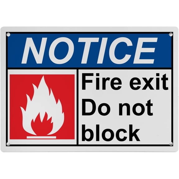 Fire Exit Do Not Block Sign, Industrial Exit Emergency Fire Sign 8"x12" UV Resistant for Indoor Outdoor Workplace