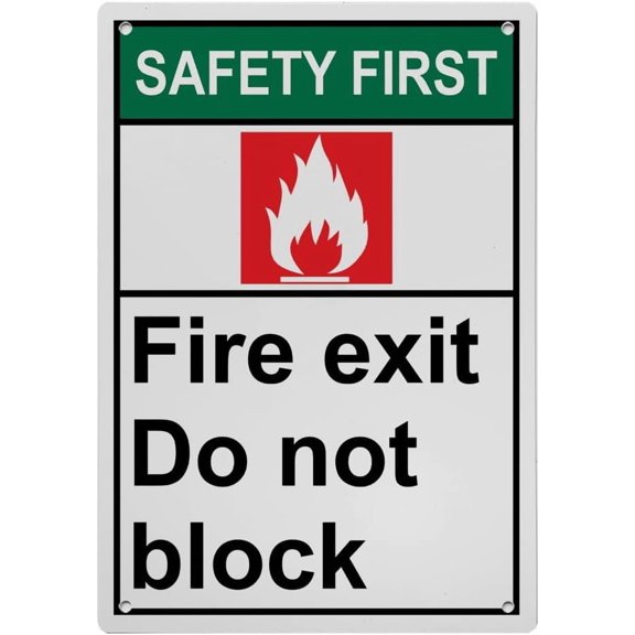 Fire Exit Do Not Block Sign, Industrial Exit Emergency Fire Sign 8"x12" UV Resistant for Indoor Outdoor Workplace