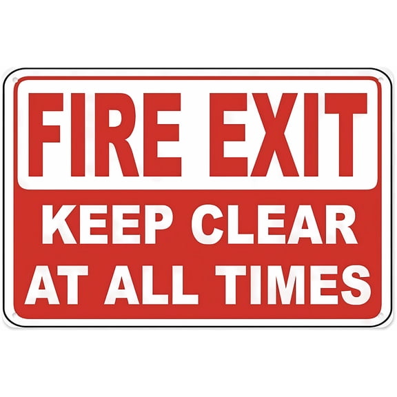 Fire Exit Keep Clear at All Times Sign - 8"x12" Vintage Metal Warning Wall Decor for Home Farm Bar Coffee Shop Club