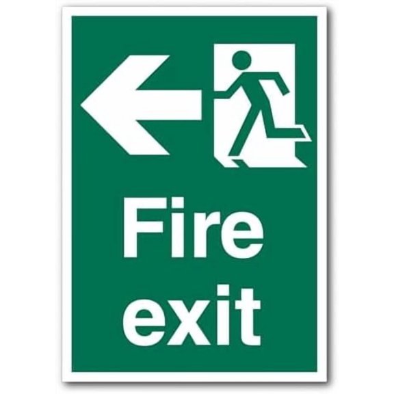 Fire Exit (Left) Sign Fire Exit Signs Safety Condition Signs Metal Tin Sign 8 x 12 inch