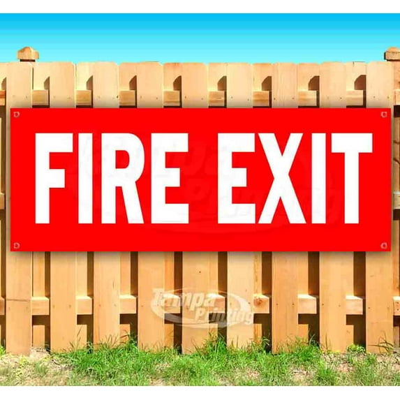 Fire Exit Rd 13 oz Vinyl Banner With Metal Grommets