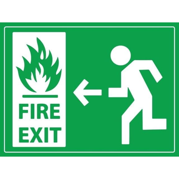 Fire Exit Running Man Left Arrow 8"x12" Rust-Resistant Aluminum Sign - Indoor & Outdoor Use for Fence & Yard