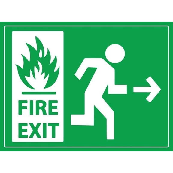 Fire Exit Running Man Right Arrow Retro Vintage 8"x12" Metal Tin Sign - Wall Decor for Home Kitchen, Bar, Pub & Restaurant