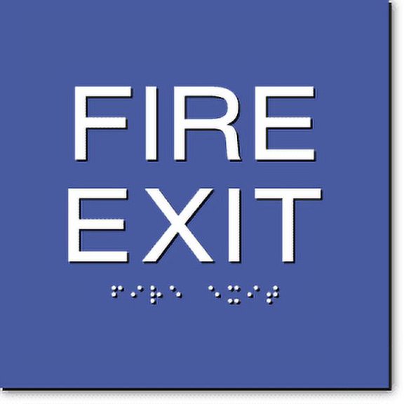 Fire Exit Sign-Blue / White (4 Units)
