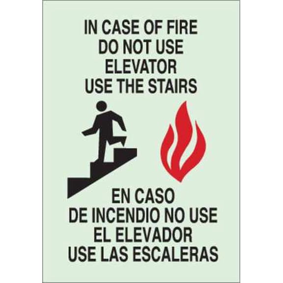 Fire Exit Sign, Brady, 90555, 10"Hx7"W