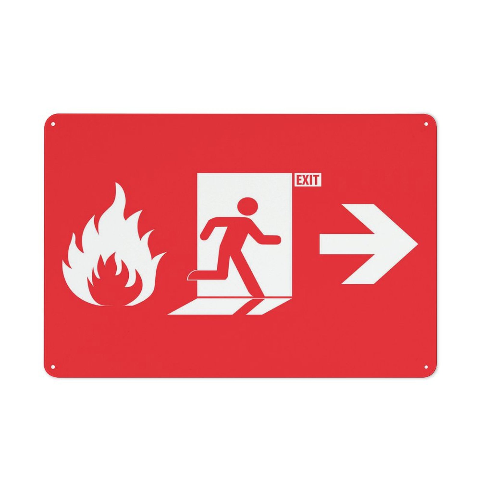 Fire Exit With Fire Icon (Right Arrow) Sign 12 X 8 Inches Reflective ...