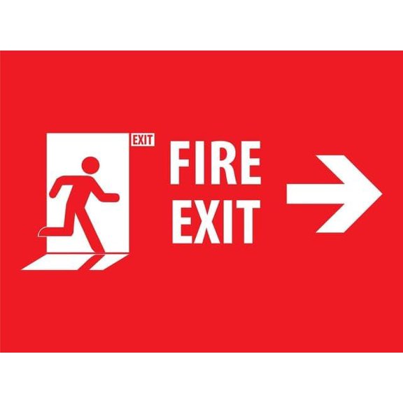 Fire Exit with Icon Right Arrow Rust-Resistant 8"x12" Aluminum Sign - Clear Printing, Easy to Mount for Indoor & Outdoor Use