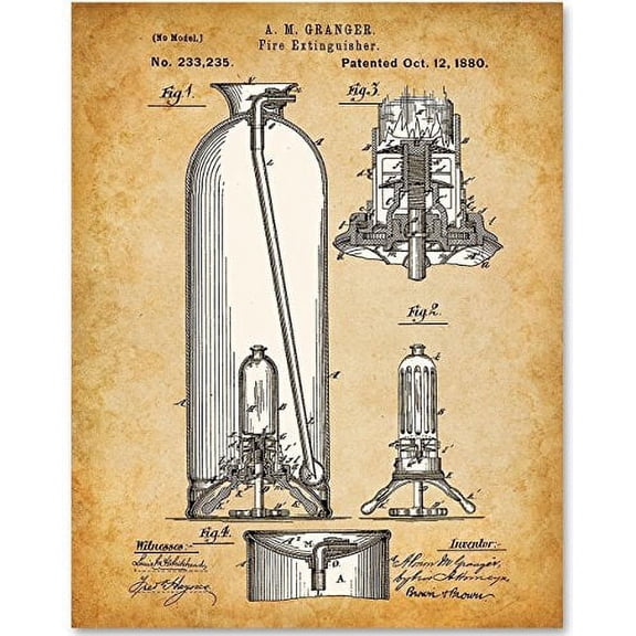 Fire Extinguisher - 11x14 Unframed Patent Print - Great Gift for Fireman
