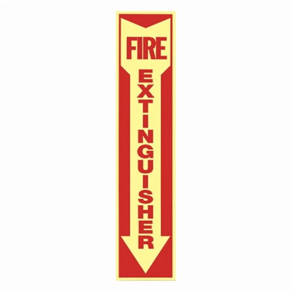 Fire Extinguisher Arrow Glow-in-the-Dark Vinyl Sign