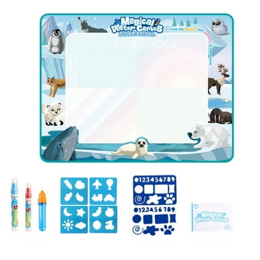 Water Doodle Mat - Kids Painting Writing Color Doodle Drawing Mat Toy Bring Magic Pens Educational Toys for Age 2 3 4 5 6 7 Year Old Girls Boys Age Toddler Gift