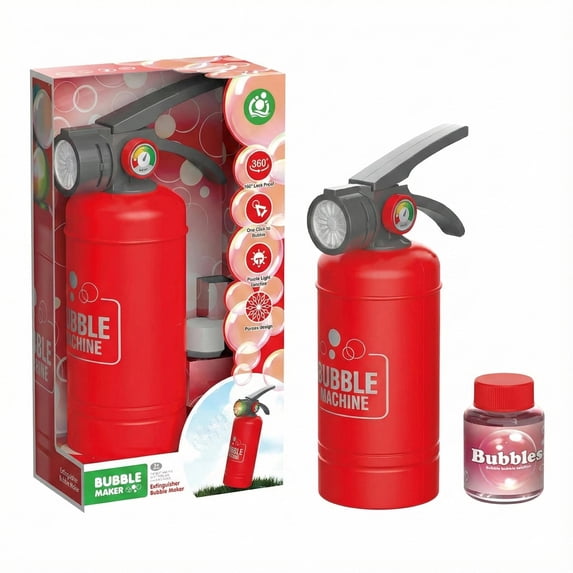 Fire Extinguisher Bubble Machine Toy for Kids – Fun Light-Up Bubble Blower for Outdoor Party & Summer Play