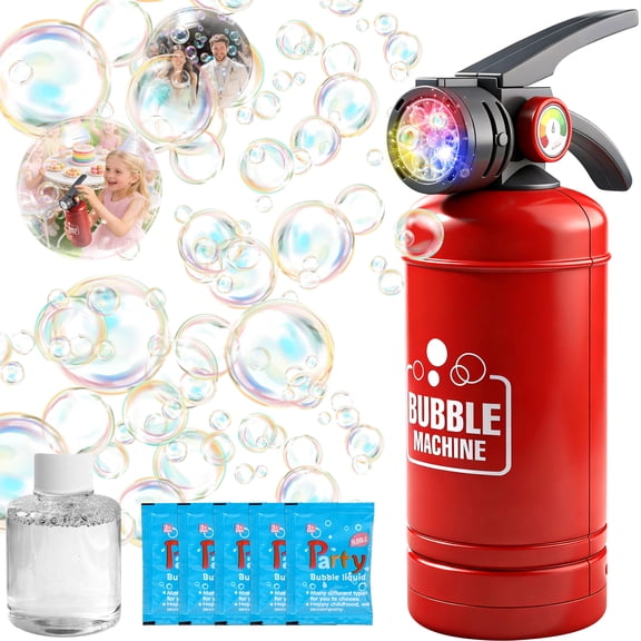 Fire Extinguisher Bubble Machine Toy for Kids Fun Light-Up Bubble Blower for Outdoor Party & Summer Play