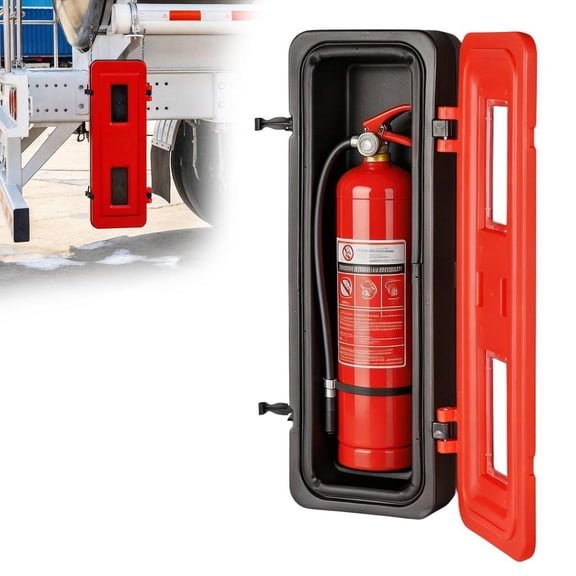 Fire Extinguisher Cabinet Box Plastic Red with Cover for 10lb Extinguisher, Wall Mount Cabinet 32.6"H x 12"W x 10"D, Weatherproof Vandal-Resistant Holder Case(No Fire Extinguisher)