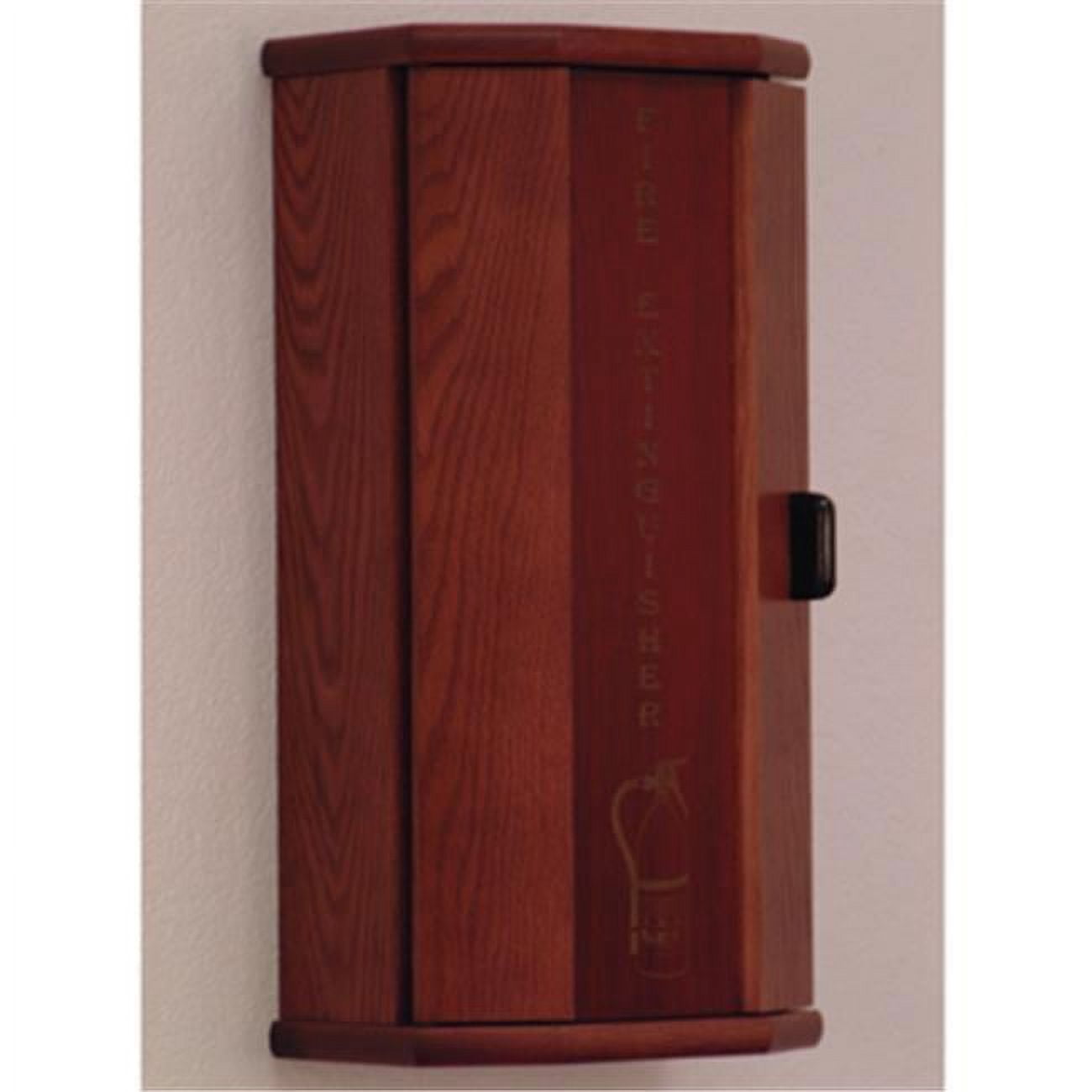Fire Extinguisher Cabinet in Mahogany with Engraved Door Panel - 10 lbs Capacity