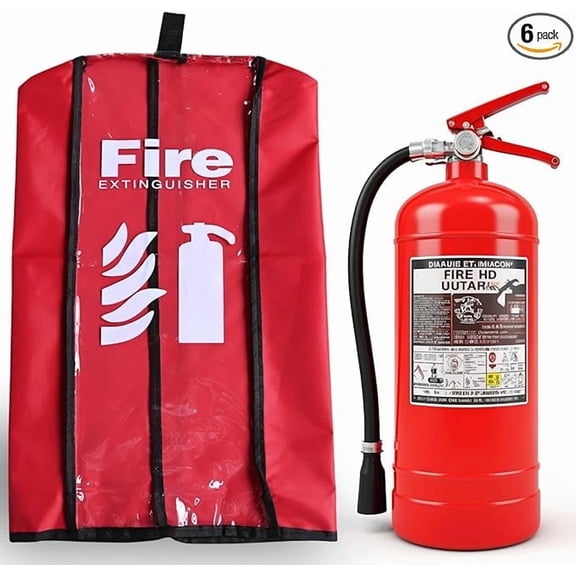 Fire Extinguisher Cover Small Size Pack of 6 - Dust, Scratch Protective Cover - Fire Extinguisher Sleeve Transparent - Weatherproof Protective Covering - for Extinguishers up to 10LBS (5kg)