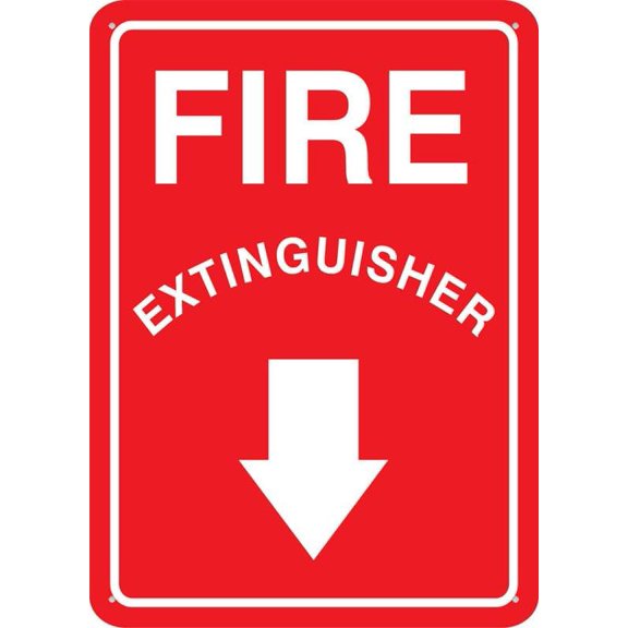 Fire Extinguisher Down Arrow Sign Signs Outdoor, Uv Printed Aluminum 12 X 8 In, Weatherproof And Security Signs For Home Or Business