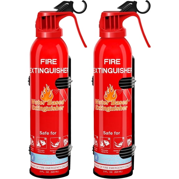 Fire Extinguisher for Home with Mount, 2 Pack Upgraded 8-in-1 Portable Fire Extinguishers For Vehicle Car Boat Marine Kitchen Emergency Supplies, Water-Based Extinguisher For A, B, C, K Fire Types