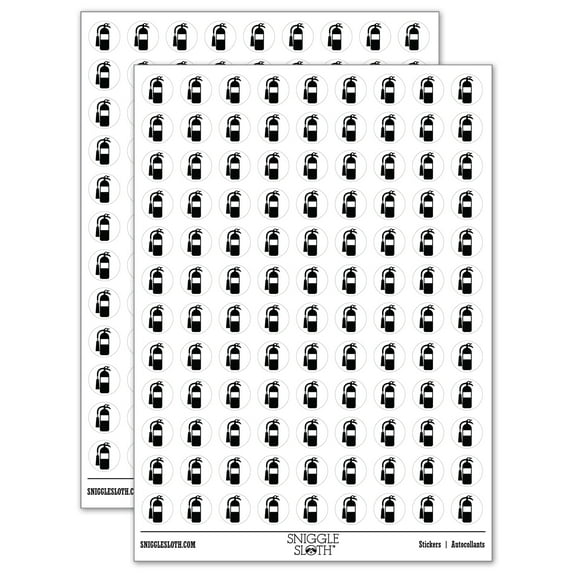 Fire Extinguisher Safety Hazard Symbol 200+ Round Stickers - White - Matte Finish - 0.50" Size