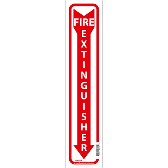 Global Industrial B2332424 Fire Extinguisher Sign - Pressure Sensitive Vinyl - 18 x 4 in.