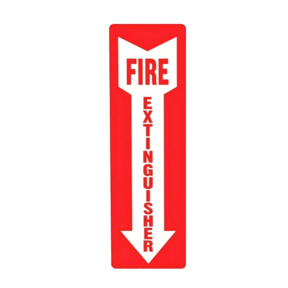 Fire Extinguisher Sign Sticker, Waterproof Self Adhesive Vertical Fire Equipment Arrow Label, High Visibility Red Safety Warning Decal for Business Warehouse Office Building Wall 12×4 Inch