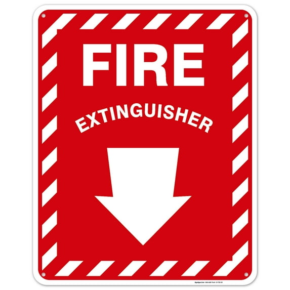 Fire Extinguisher Sign, with Down Arrow