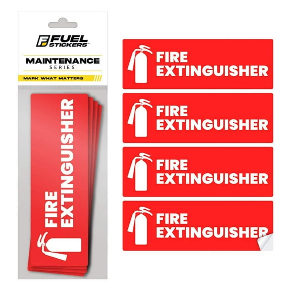 Fire Extinguisher Sticker Set for Business - Office, Commercial, Landlord | 2x6 | 4 Pack
