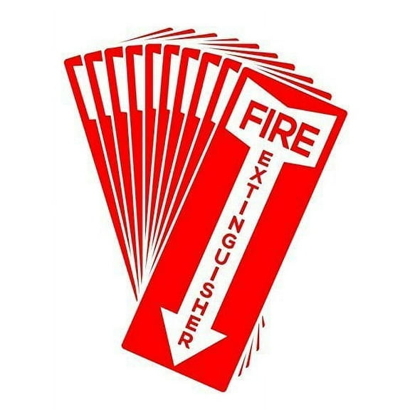 Fire Extinguisher Stickers, 4.25" x 11", 10 Pack, Durable, Self-Adhesive Decals, UV Protected and Waterproof