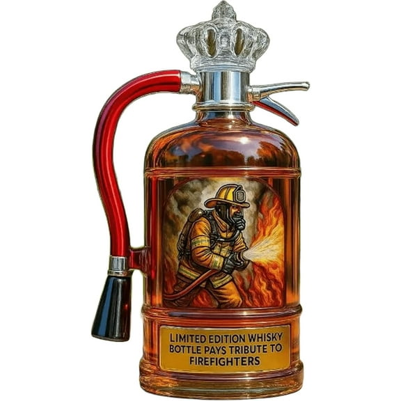 Fire Extinguisher Whisky Bottle - Limited Edition Tribute Gift for Firefighters, Unique Glass Decanter for Displays & Collectors, Bravery Heroism Memorial (8x4 Inches) (#B)