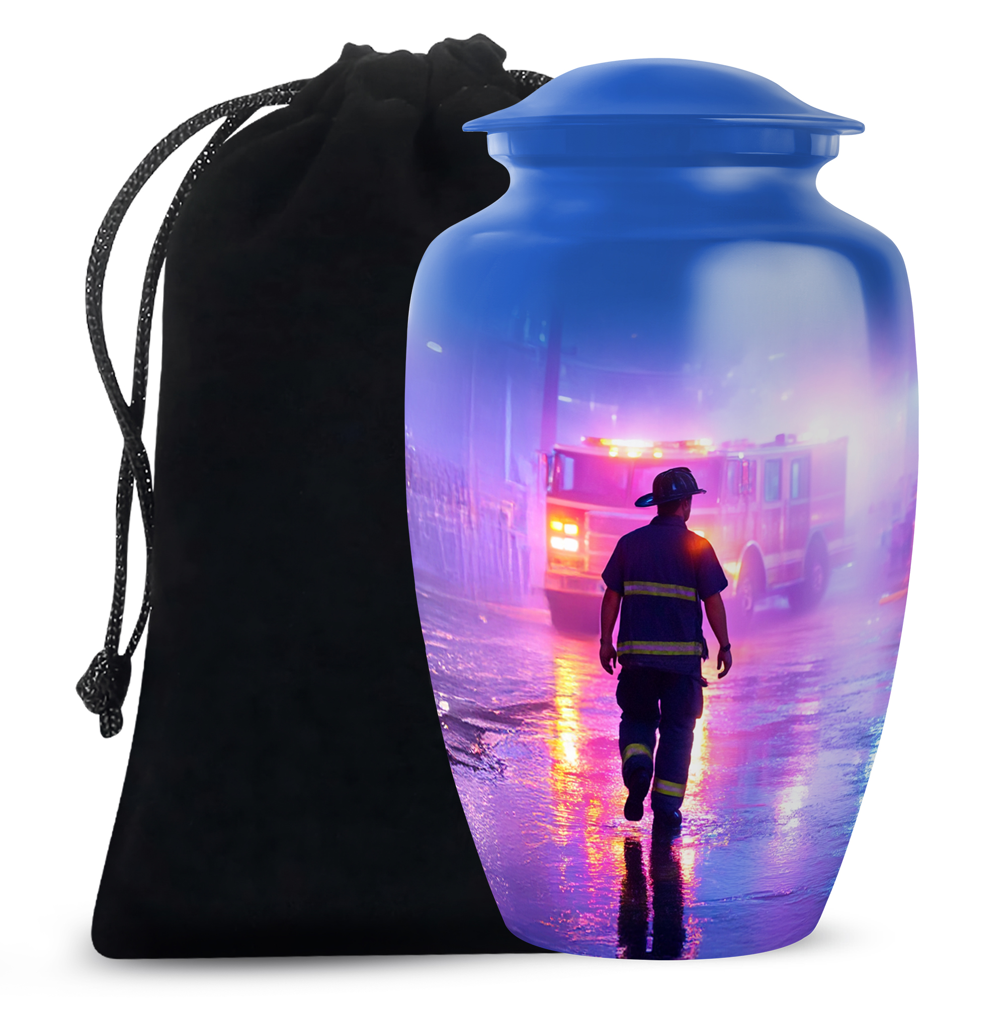 Fire Fighter Cremation Urns For Human Ashes Adult Female Mom, Purple Urns For Human Ashes Man And Woman, Funeral Urn For Adults Male And Female, Large Decorative Urn For Brother, 10 Inch
