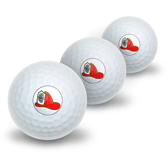 Fire Fighter Helmet Fire Department on White Novelty Golf Balls, 3pk