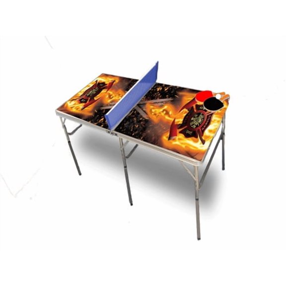 Fire Fighter with Axes Portable Table Tennis Ping Pong Folding Table w/Accessories