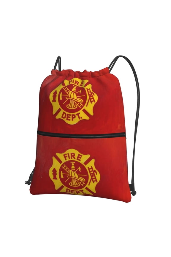Fire Fighters Fire Department Drawstring Backpack Bag Water Resistant Yoga Shopping Cinch Bag Sackpack For Men Women