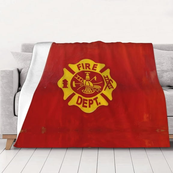 Fire Fighters Fire Department Throws Blanket Fleece Soft Cozy Warm Plush for Travel Chair Bedroom Living Room Sofa 50"x40"