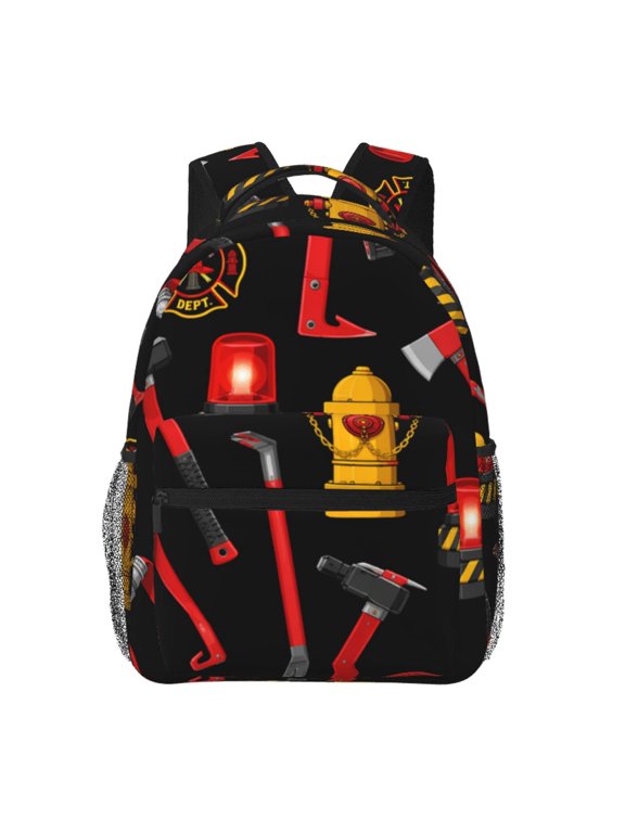 Fire Firefighting Items Pattern Laptop Backpack Travel Rucksack for Teens Adults, Fits 15-inch Notebook